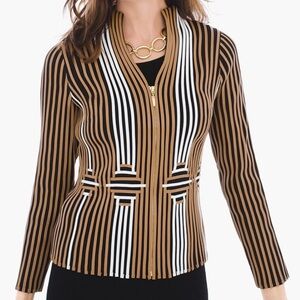Chico's Brown and White Striped Top